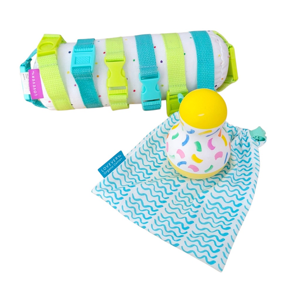 LOVEVERY Play‎ Kits Buckle Barrel And Tummy Time Wobbler W/ Cotton  Bag